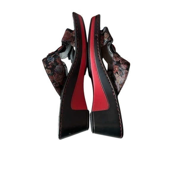 Alegria Lana Flora Fiesta Wedge Sandals Size 41 (US 10.5-11) Black/Red Floral - Picture 3 of 7